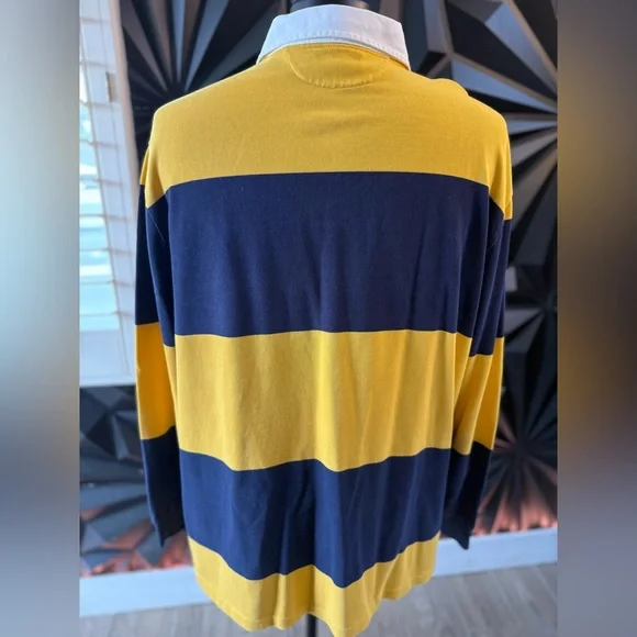 Polo by Ralph Lauren Yellow and Navy Rugby Shirt - Picture 4 of 4